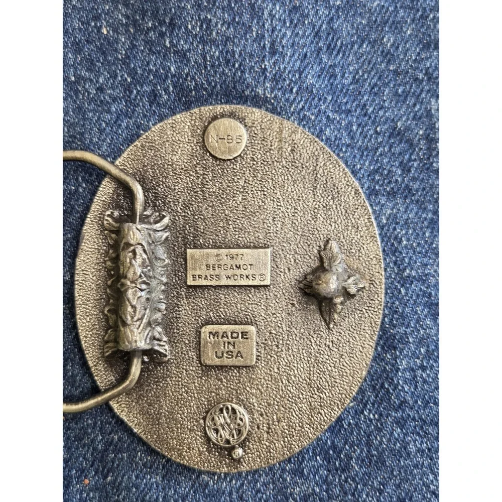 Vintage 1977 Bergamot Tennis Player Brass Belt Buckle - Rare Heavy